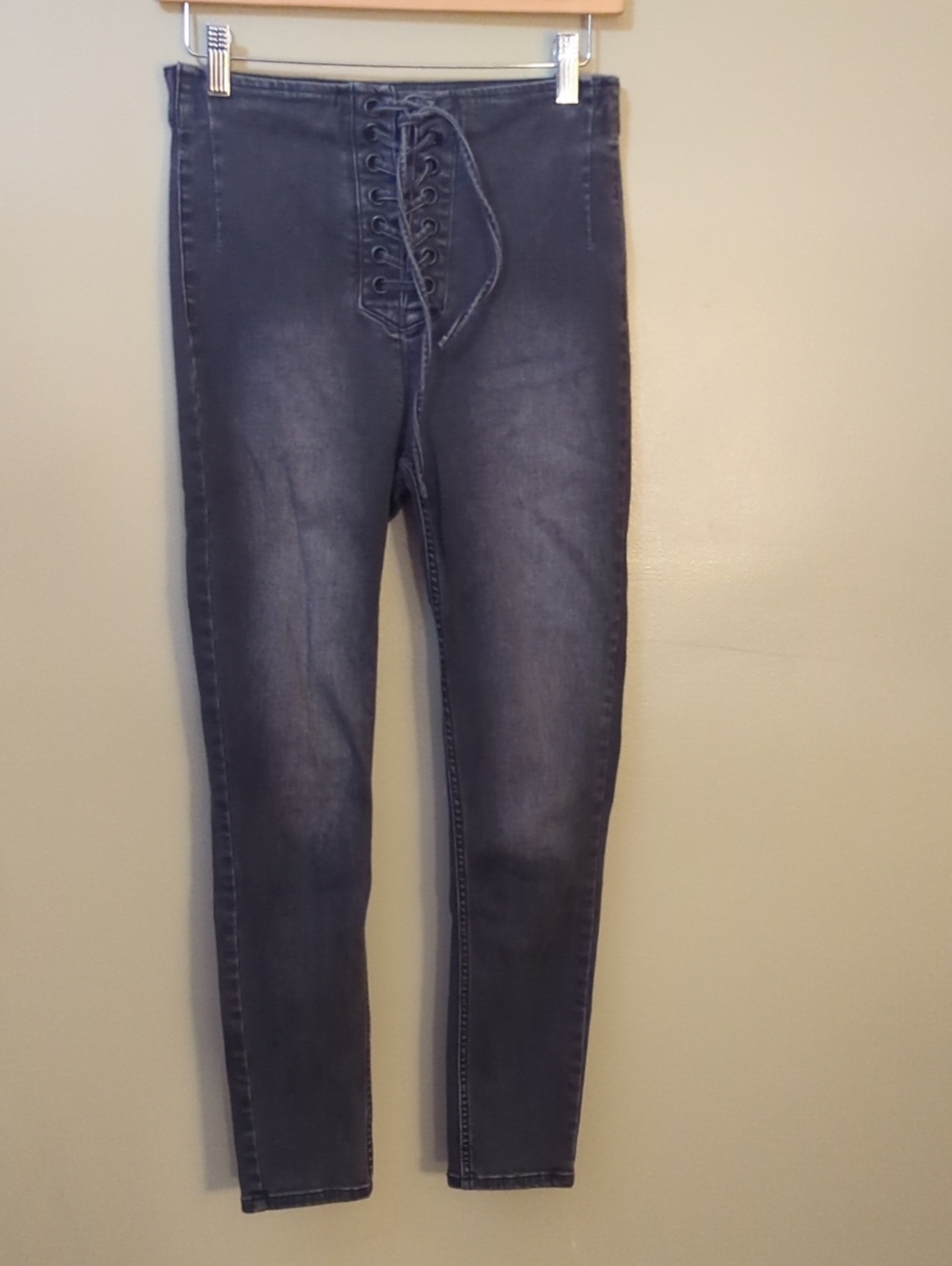 Free People Lace-Up High-Waist Gray Jeggings